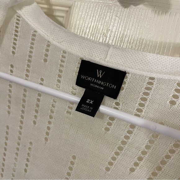Worthington White Ribbed Knit Cardigan Sweater - Picture 4 of 6